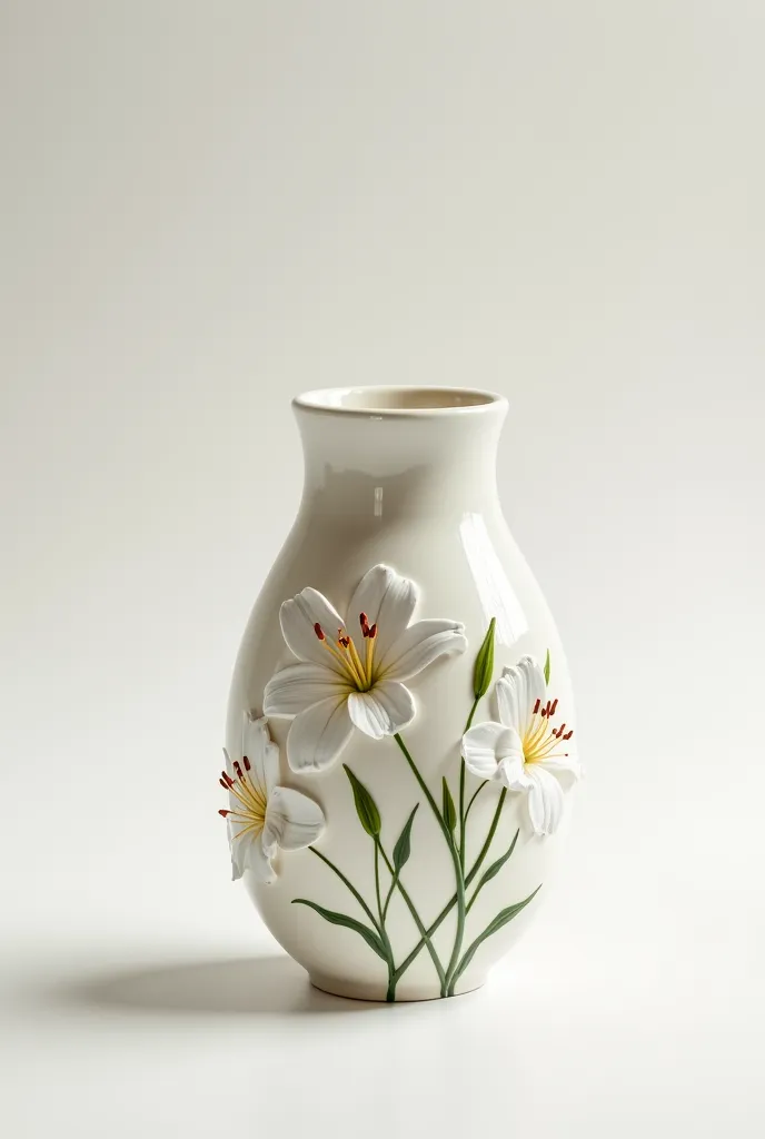 1 cylindrical vase with drawings of beautiful lilies