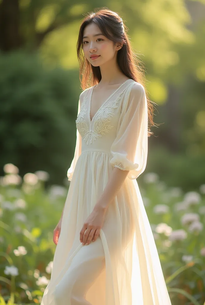 Modest engagment dress for a light summer skin tone