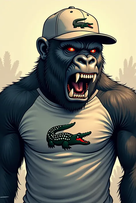 Bad gorilla logo with Lacoste cap and Lacoste tattooed t-shirt 