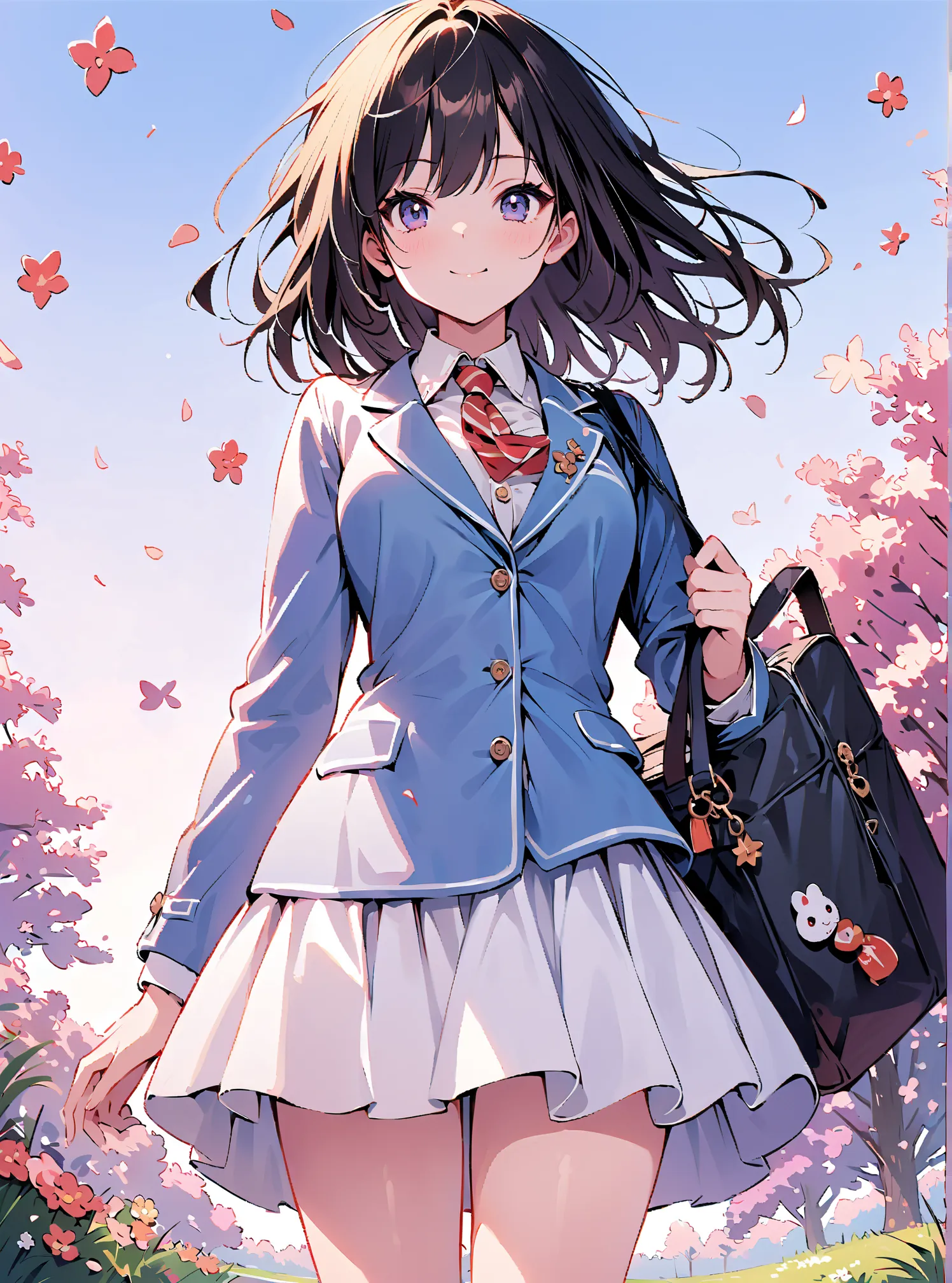 1 Girl, cute, (((masterpiece))), many decorations, high quality, high quality, (((extremely detailed))), 8k, background design,spring,
(((background Design))),kirakira,(((cowboy shot))),spring,blazer ,long sleeve,black hair,long straight hair, The road to ...