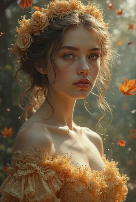 "Create a photorealistic, award-winning photograph styled as an exquisite oil painting, depicting a beautiful  girl as the Ethereal Mysterious Mythical Lady, blending the evocative influences of Martine Johanna’s emotional depth, William Oxer’s luminous el...