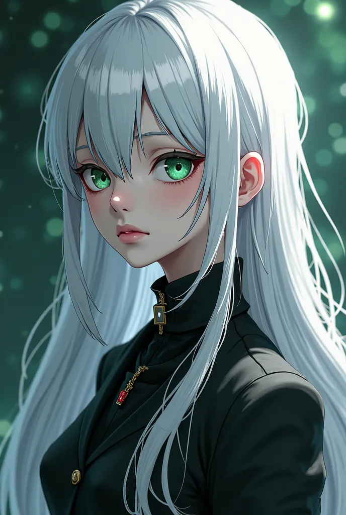  From the anime with long white hair, one gray eye and the other green and with a mature appearance