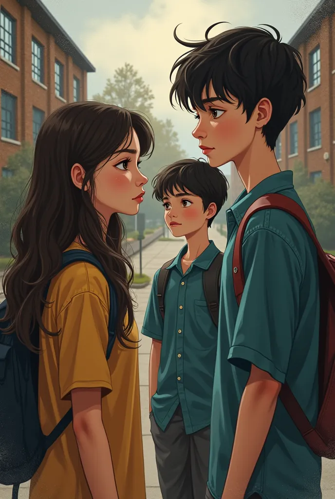 A love triangle book cover between high school students 