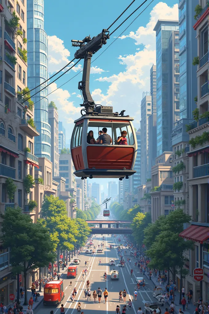 A modern city that has the cable car as its transport 