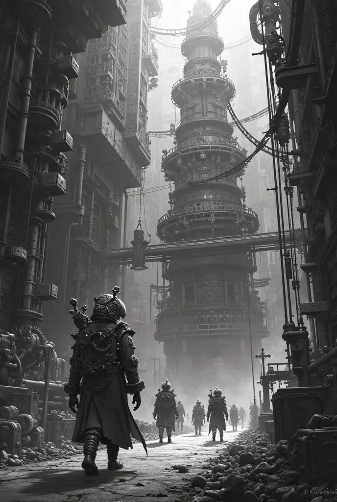 Steampunk 2d Black and white 