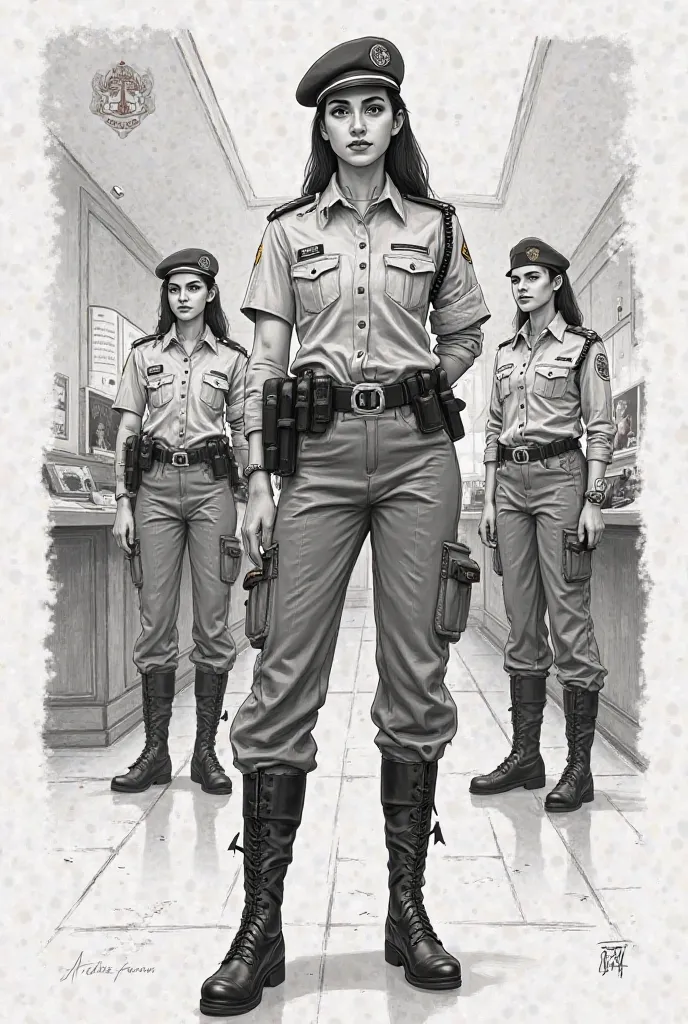 Royal Moroccan Gendarmerie pictures of girls in the form of drawings and their place of work 