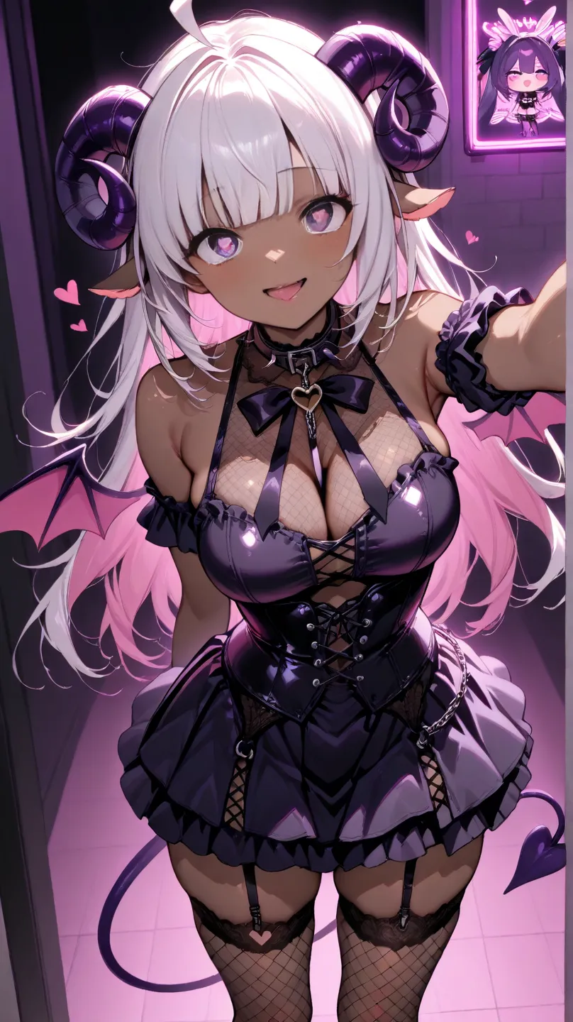 1 female、4K、heart eyes、High Resolution, masterpiece, accurate, 最high quality, high quality,Disheveled Hair、 White hair with oblique bangs and lots of unkempt two-sided ups, pink heart pattern with purple eyes,  doya face, Heart Shaped Eyes, Teardrop, chara...