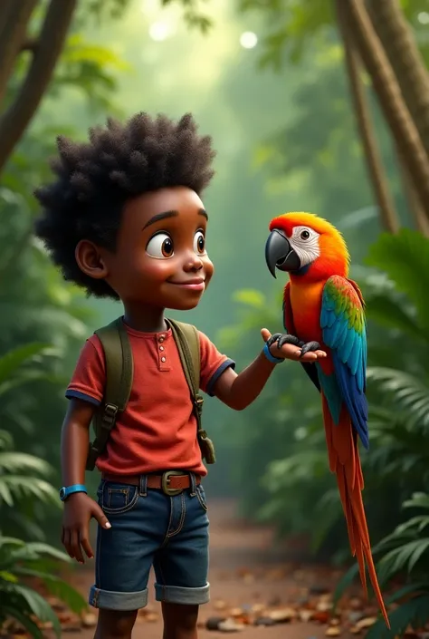 Black boy with parrot
