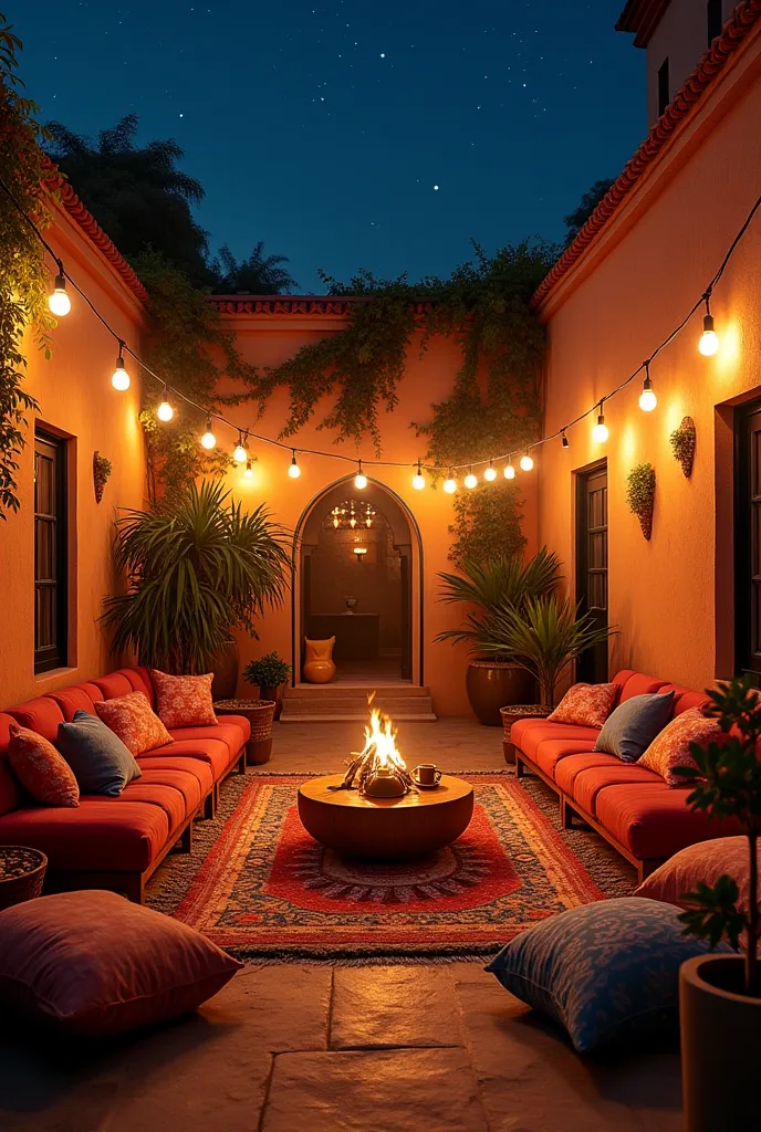 In a modern setting in Hosh Sudani, friends gather around a brightly furnished neighborhood, where cozy pillows are scattered.. The Moroccan atmosphere adds a magical touch, with the smell of mint tea and the fragrance of spices, making conversations flow ...