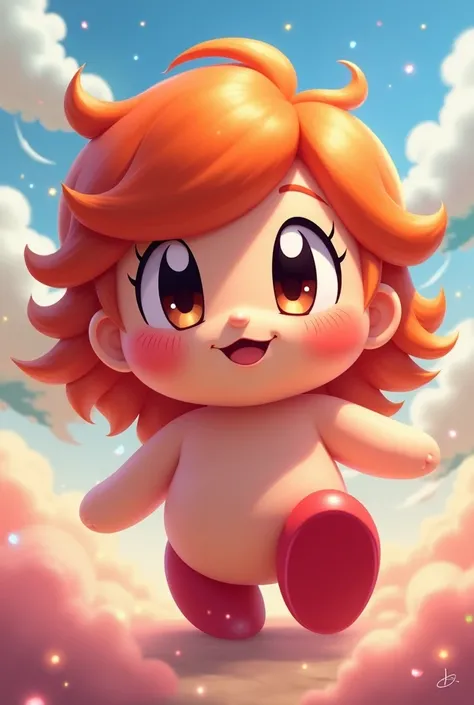 An kirby girl with red hair and brown eyes
