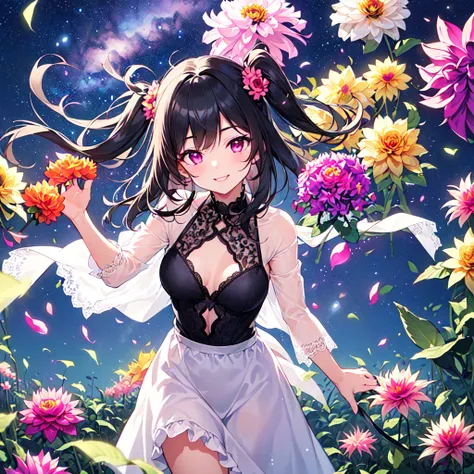 masterpiece, best quality, high quality, extremely detailed, very delicate and beautiful, (1 female 18yrs oldadult solo:1.5), (two side up long black hair:1.5), bangs to eyebrows, eyes Eyes sharp, strong glossy glossy eyes, eyebrows glossy, (eye color mage...