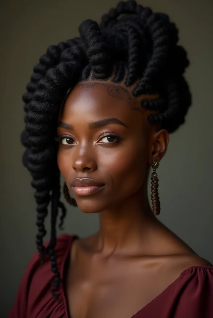 Foto d une femme noir élégante avec des tresses de coiffure protectrices 