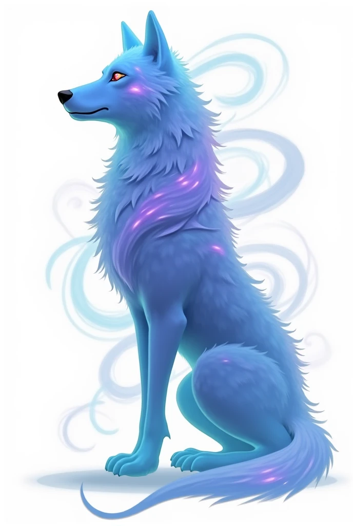  Anime style. Anime spirit with a wolf head. Ghost on a white background