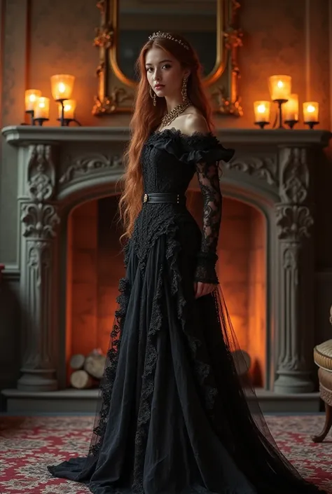 Jennie de BlackPink, Kim Jennie  in a dress standing in front of a fireplace, fantasy long intricate gown, intricate victorian dress, bae suzy, dressed in a medieval lacy, fantasy style clothing, victorian dress, an elegant gothic princess, baroque dress, ...