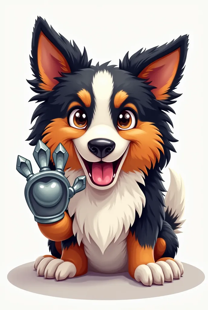 A logo of an Australian shepherd dog with a claw from a stuffing vending machine
