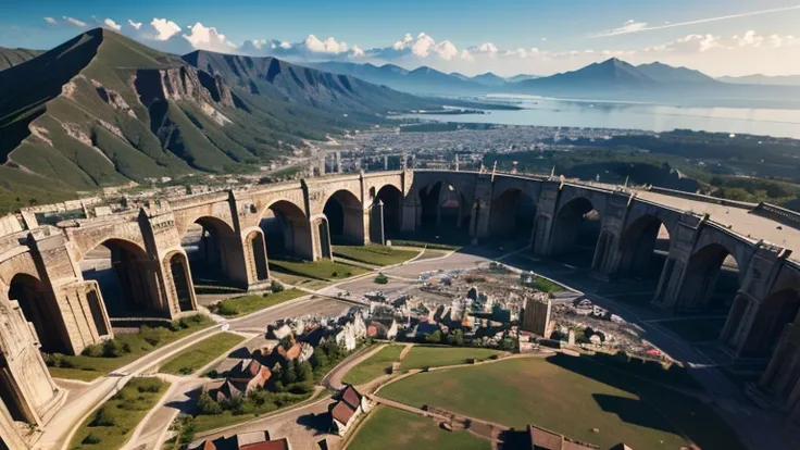 A city seen from above that looks like the map of a city, a city top down view, 3d, medieval theme, dark and gothic like with volcanic stones, dark stones, city is built on the base of a mountain, scorched lands