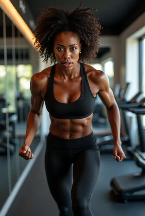 Black woman working out