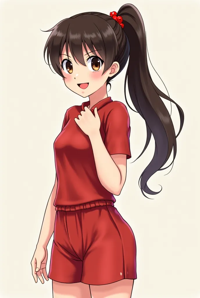  She may have long hair, bright colors (For example: dark brown ) ponytail
   *  Big round eyes ,  brisk , showing curiosity and playfulness.
   * Fit physique, healthy, suitable for an activity lover.
   * Kanao's costumes may be comfortable suits,  Dynam...