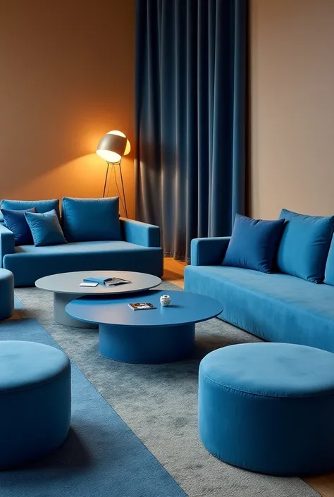 Interior design of sofa,table,chair in blue color 