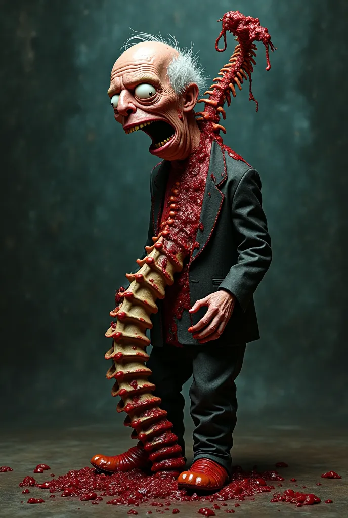 Mr. Burns from The Simpsons who has just been ripped out of his spine.