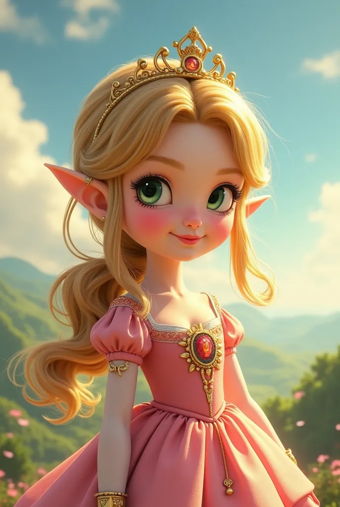  Princess Zelda ,  blushed, art style similar to Sinderellaart, Make it more cartoony