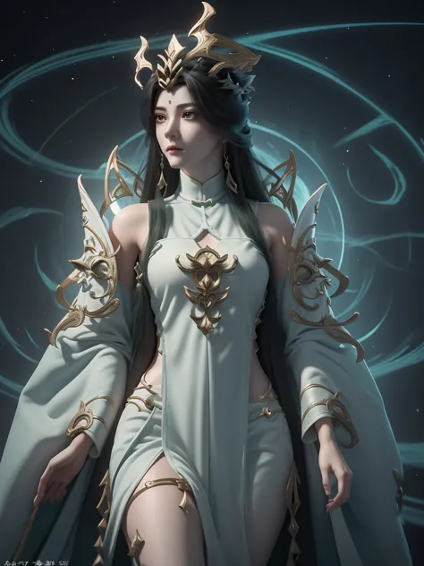 Dressed in costume, Alafi knelt on a blanket, concept-art：Hero, Trend of CGsociety, Fantasy art, Guviz-style artwork, Guviz, Smooth anime CG art, Keqing from Genshin Impact, Ruan Jia and Artgerm, full-body xianxia, flowing magical robe