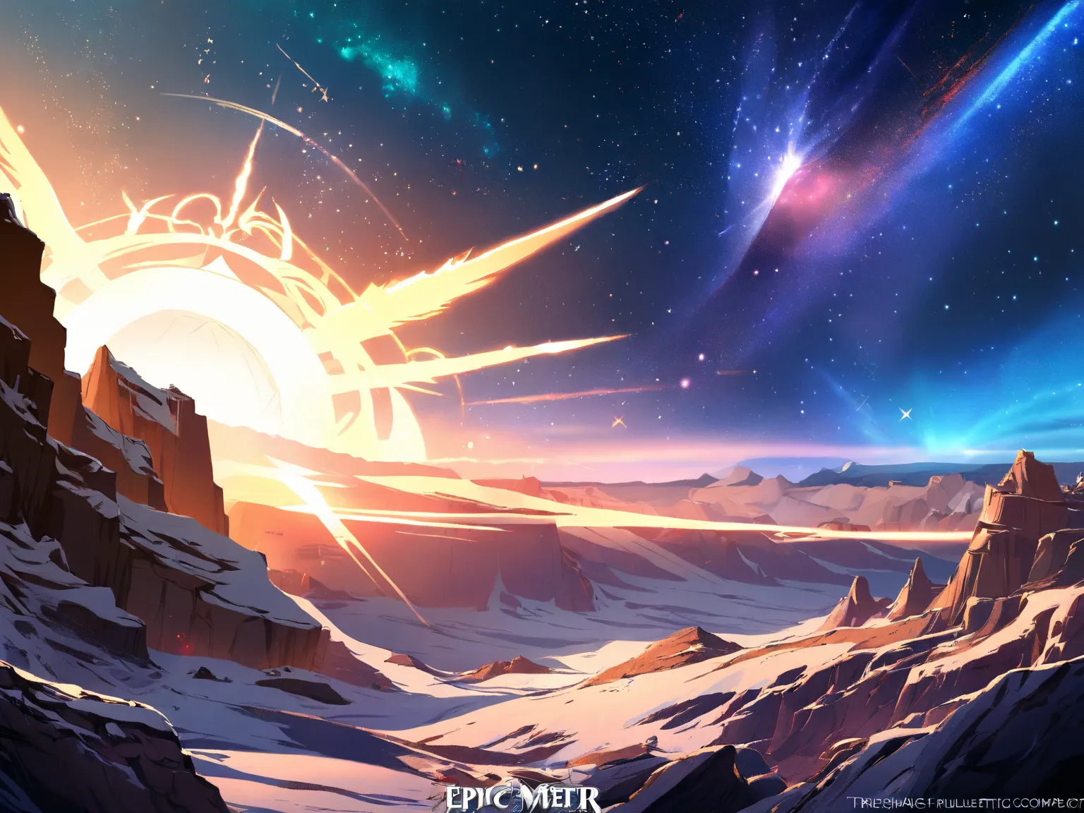 Fullmetal Alchemist, Trisha Elric, epic wallpaper, 8k, in epic landscape, star sky, brightest sun