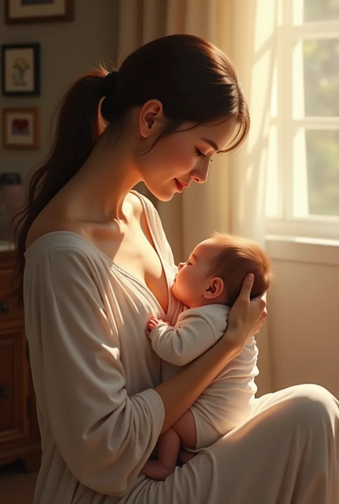 A girl breastfeeding her 