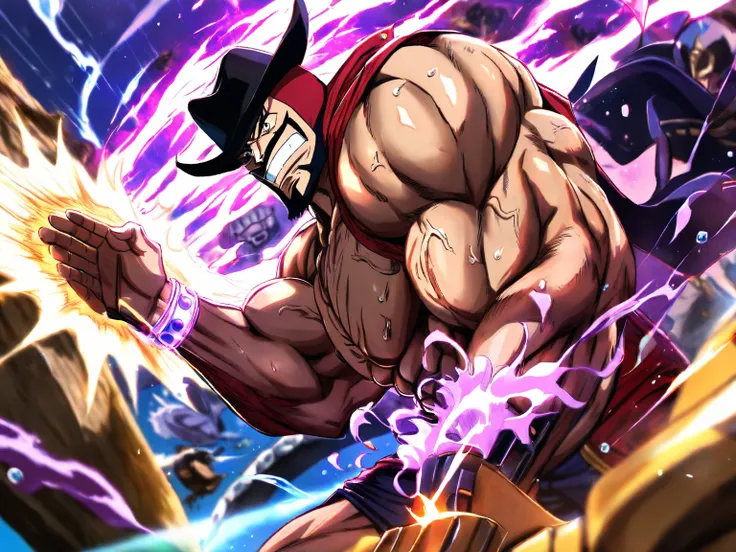 One piece, Zorro versus Dracule Mihawk, full power fight, more muscles