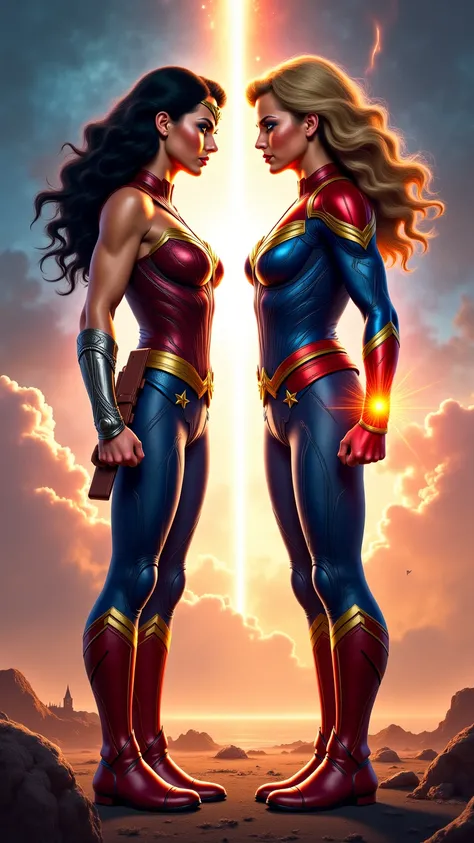 Wonder Woman and Captain Marvel,  face to face