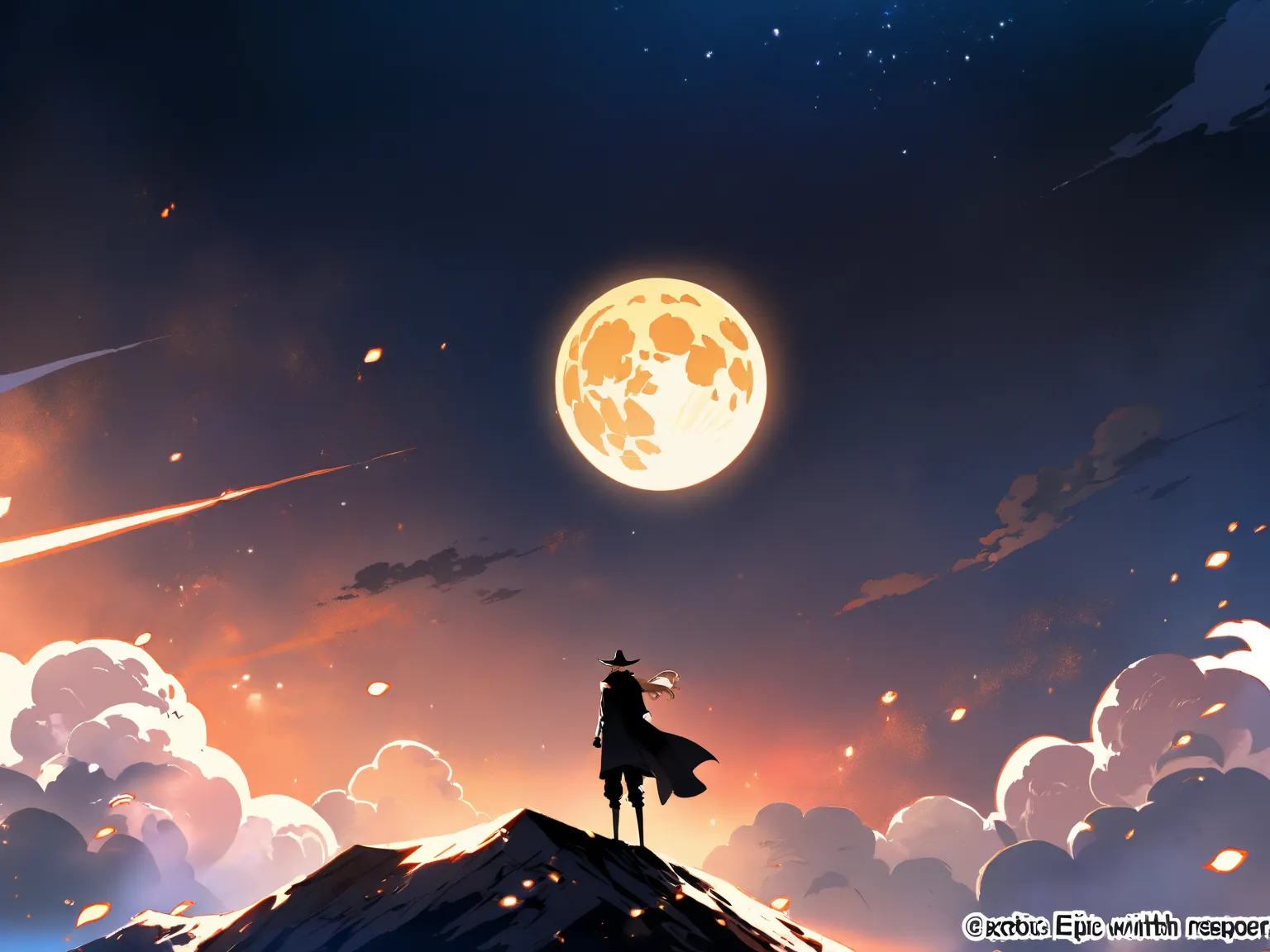 One piece, exotic epic wallpaper with Nami and Robin, at night with orange full moon