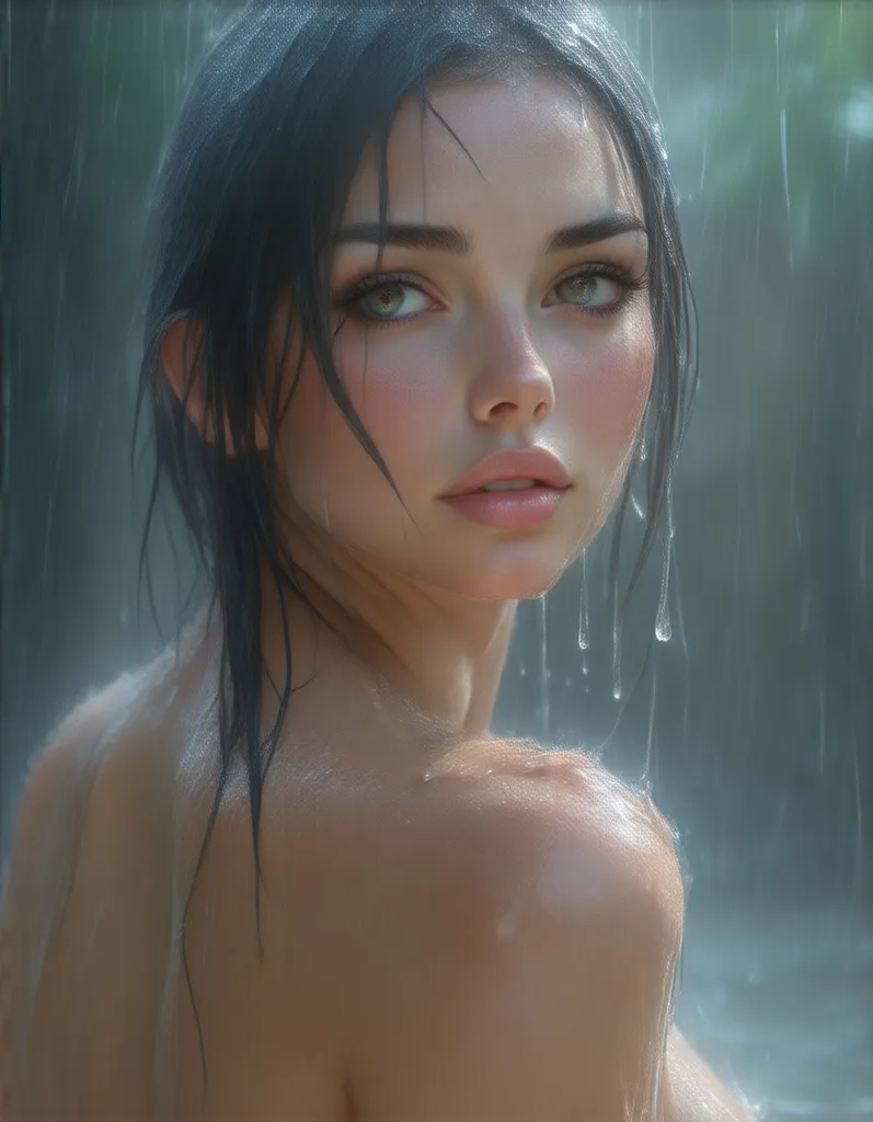 sfw:2,(masterpiece, better_quality:1.2), 1 , Alone, in the rain, wet task, big breasts,Negligé ,lingerie, beautiful and detailed eyes, beautiful and detailed lips, extremely detailed face and eyes,  long lashes, Realistic, photoRealistic, photo-Realistic:1...