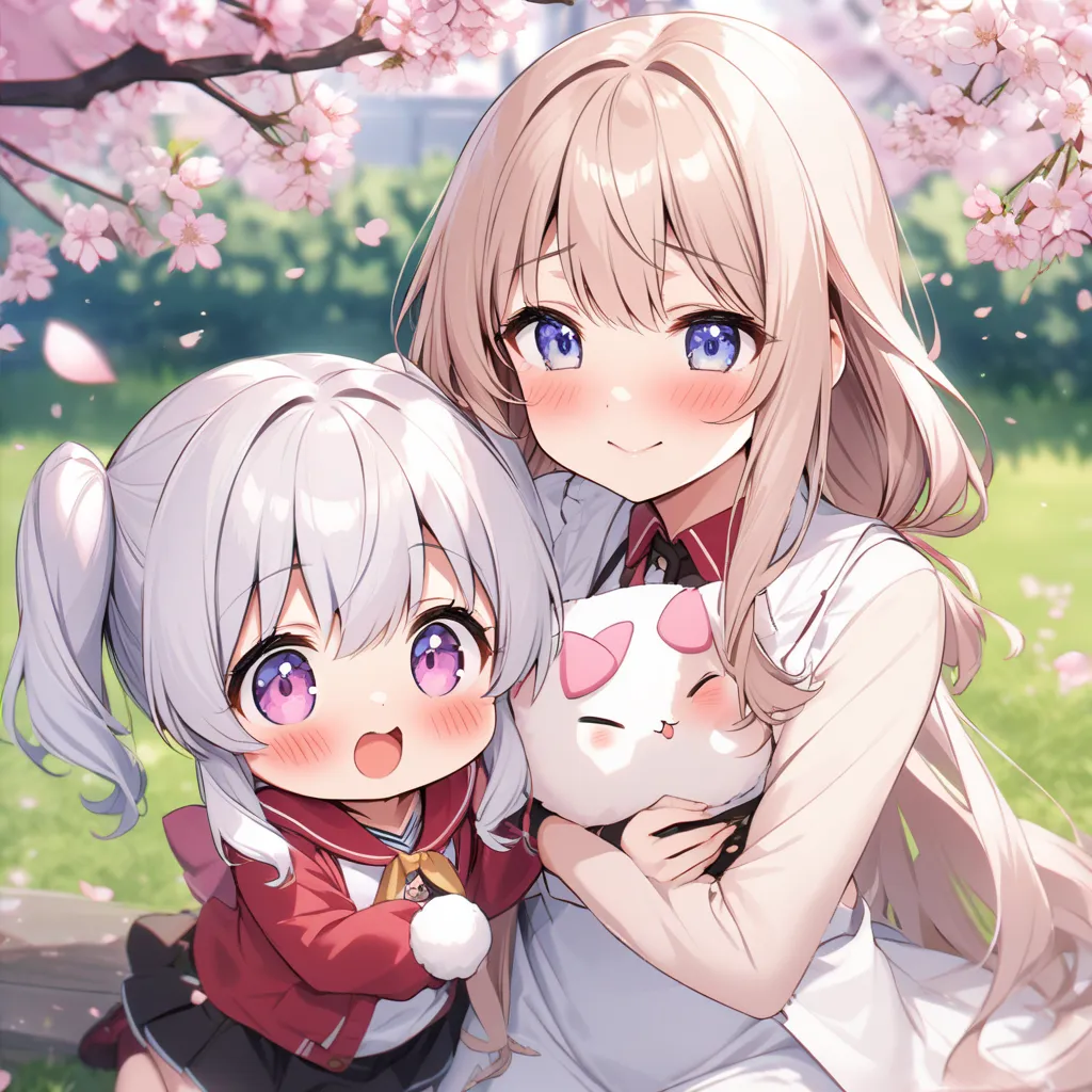  highest quality、cherry blossoms、corolla、One cute  with a cute little kemomi,  blushes, 