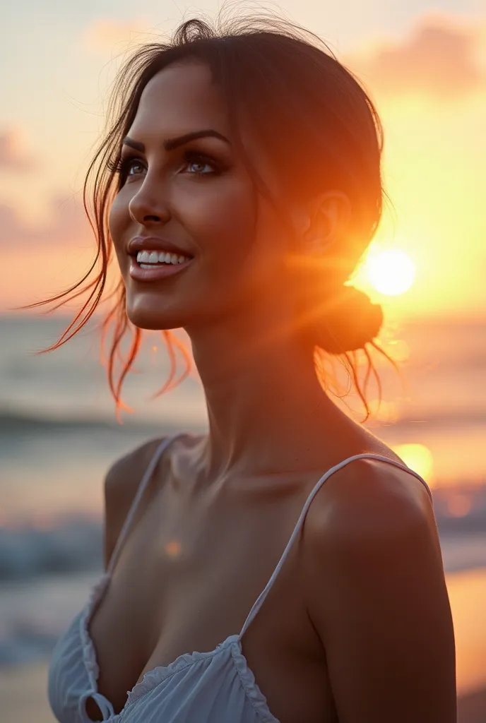 sex,  8K Ultra HD, Uma bela double exposure de uma mulher nua, the coast at sunset should serve as a backdrop,  with its embedded details ,  sharp lines, The background is monochrome, sharp focus, double exposure, By Yukisakura, full color, With big ass an...