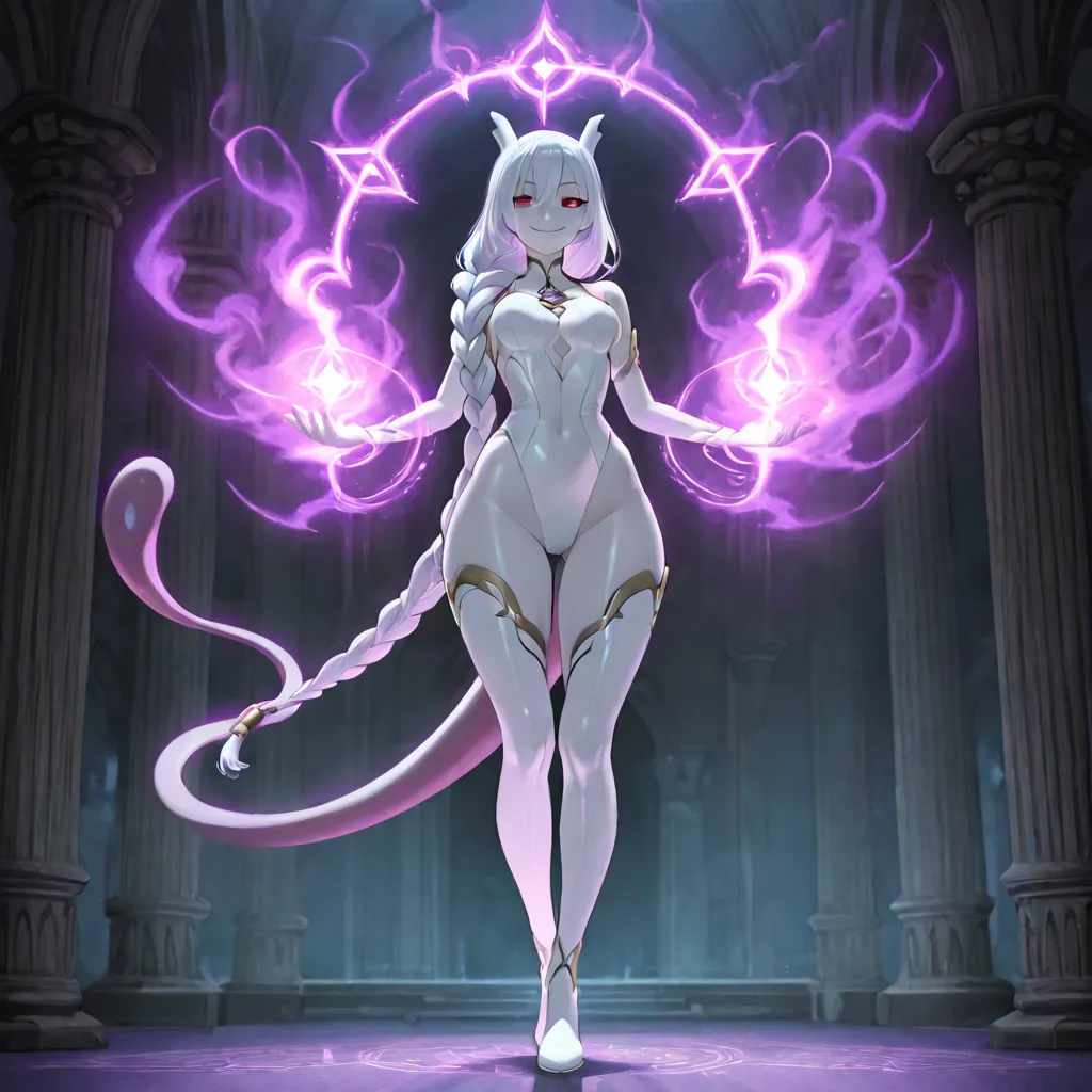 Full body, 1 girl, slightly taller than petite, slender and well-proportioned, delicate yet athletic build, soft curves with an ethereal and graceful presence. Minimal musculature, designed for perfect psychic agility. Surrounded by a soft, constant lilac ...