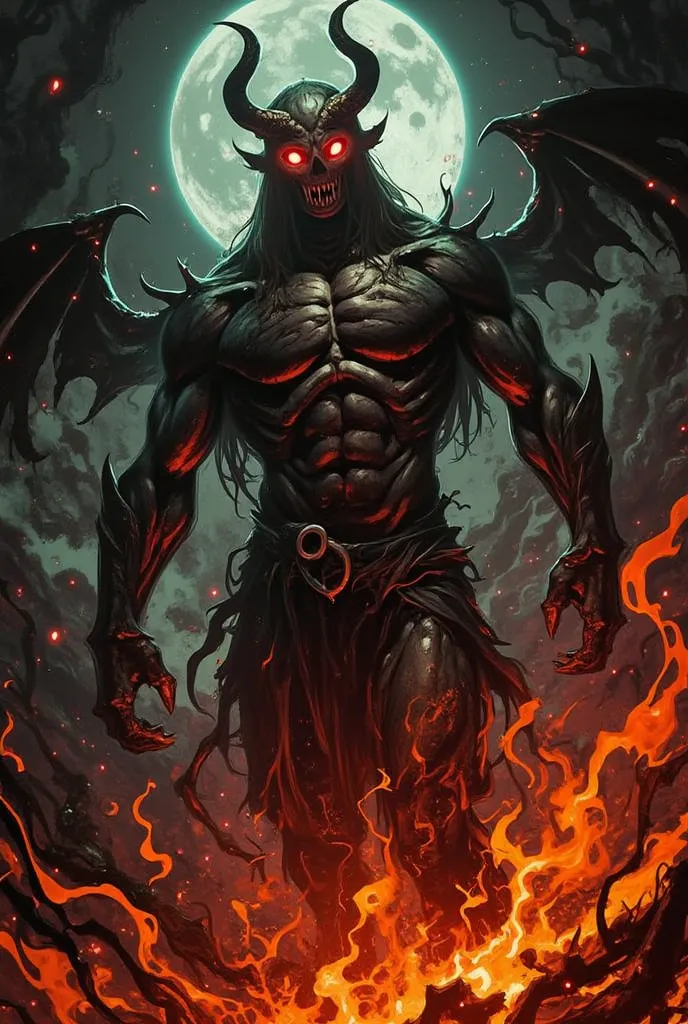 Black-skinned, red-eyed demon