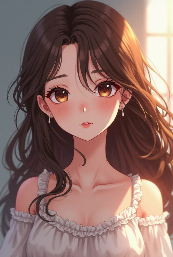 Anime brunette  girl with long hair