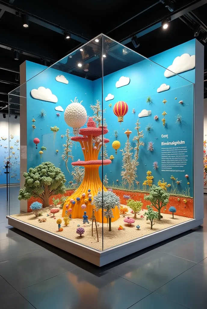 Make an exhibition museum where the topic biomagnetism and bioaccumulation of microorganisms in the environment is presented. Then it is exhibited with infographics, models, collages morales and all that.