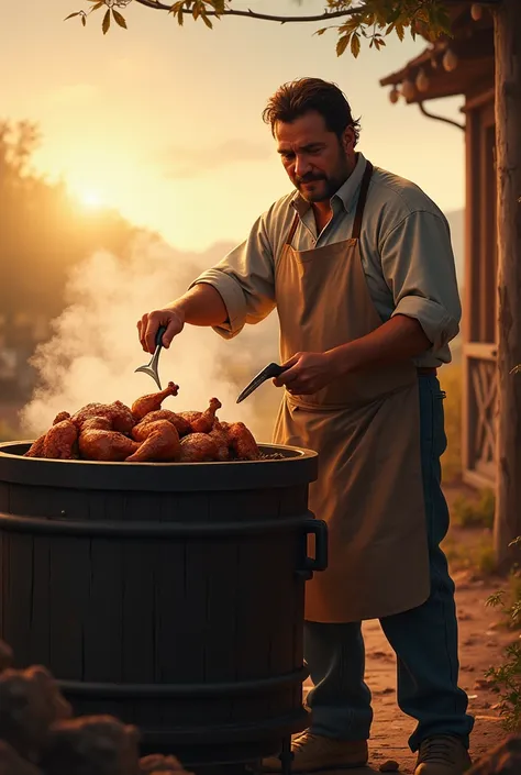 Ramon Valdez smoking chicken