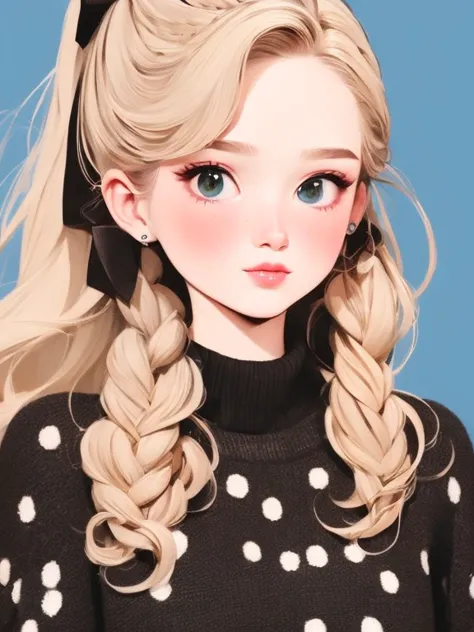 (masterpiece, porn:1.2),flower arrangement art，  watercolor painting  ，irregular black lines，    A beautiful girl  ，Processing of skin details，The eyes are finely described，delicate Hair，ponytail，  black turtleneck sweater  ，white geometric pattern，Sweater...