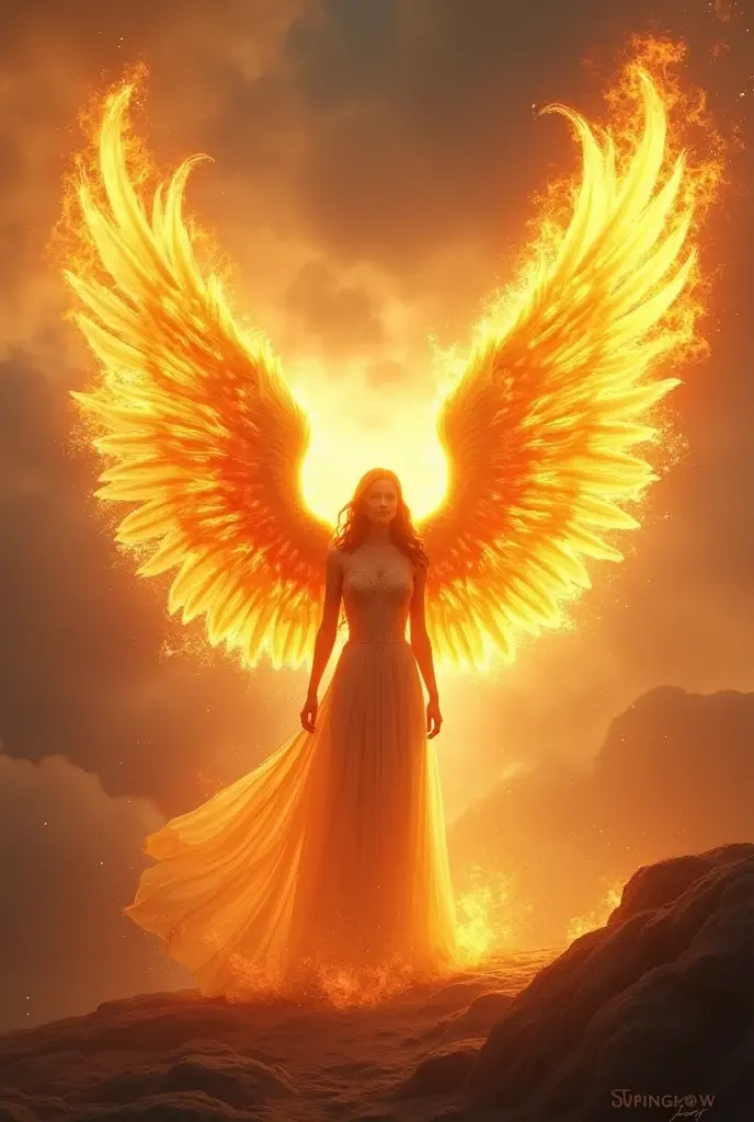 Lucifer an angel of light with wings of fire who lights up in the dark