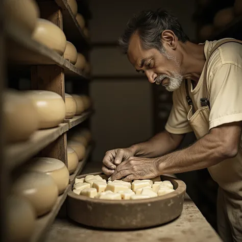 Close-up of an old image of artisanal cheese production in Minas Gerais