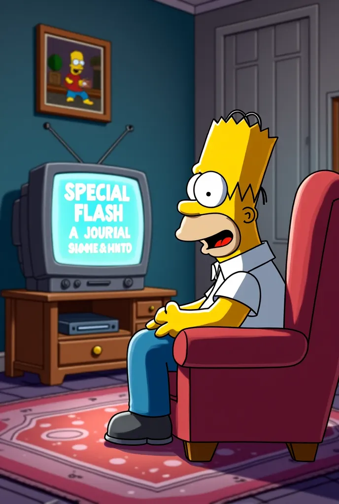 Homer regarde une télévision écrit"Special flash a journalist"