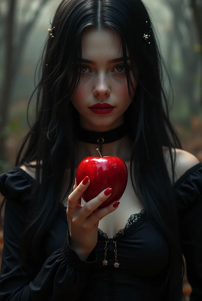 ((RAW Photo), absurd, (absurdresolution)), masterpiece, best quality, (Extremely detailed 8k unity CG wallpaper), (best illustration), (best shadow), Realistic lighting, beautiful detailed glow, ((21 years old)), girl, long black hair, black queen, accesso...