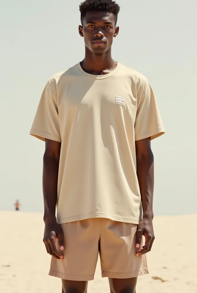 Volleyball shirt with sand tones and minimal front details 