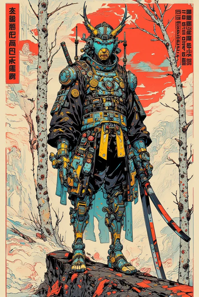  There are pictures of Cyberpunk Samurai ,     This is an ultra-detailed picture inspired by Utagawa Kuniyoshi,  ukiyo-e, Niche   art aesthetic, Masamune Shirow Style ,  Biomechanics details  ,   SUPER DETAILED ILLUSTRATION  ,   a mixture of anime samurai ...