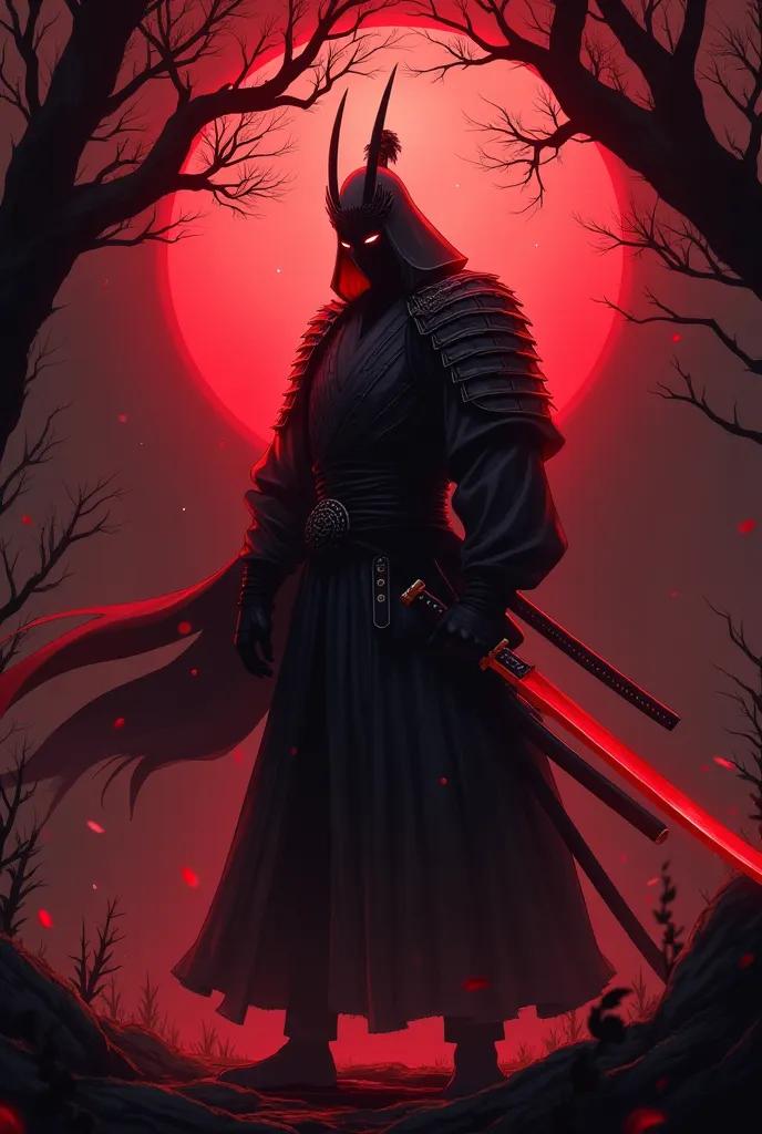 Anime wallpaper with black and blood red katana background