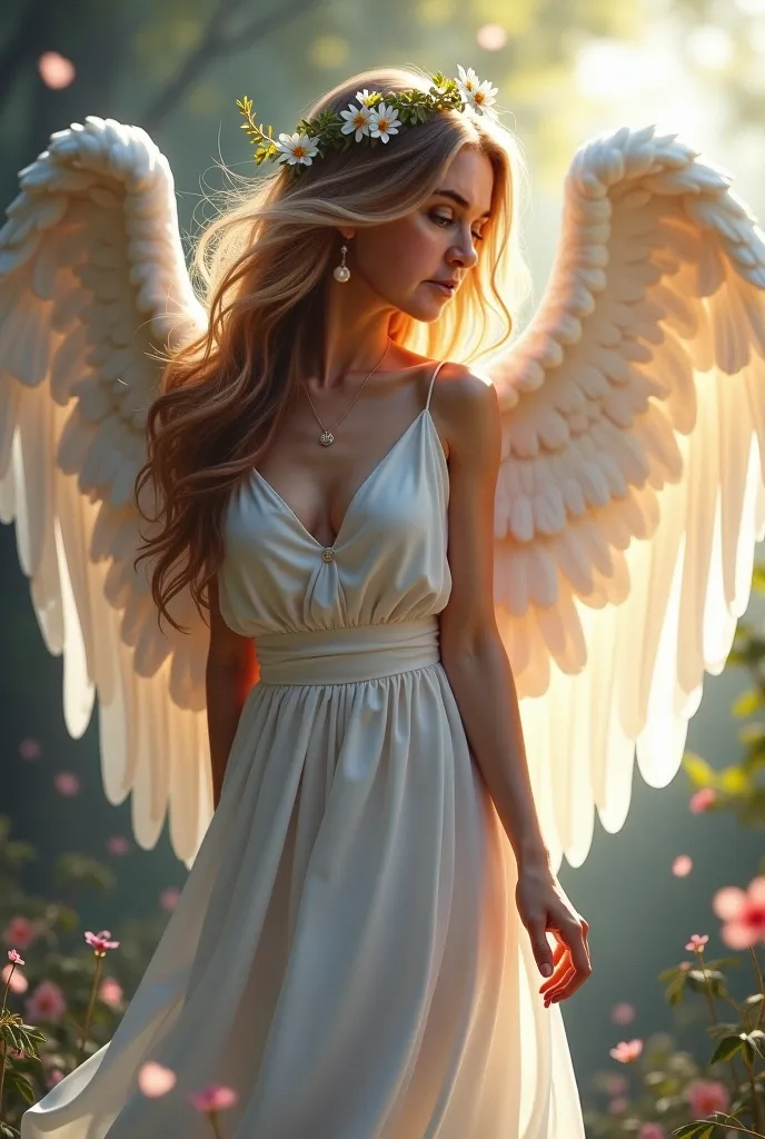 Art de Vladimir Volegov,vierge,art numérique 8k,style Jean-Baptiste Monge, un ange fille avec de belles ailes blanches , mignonne et adorable,filigrée , éclairage de jante, lumières, extrêmement ,  magie, Surréaliste, fantaisie, art numérique, , wlop, artg...