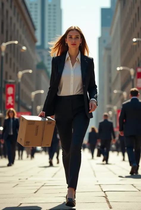 Well-going woman carrying a package 