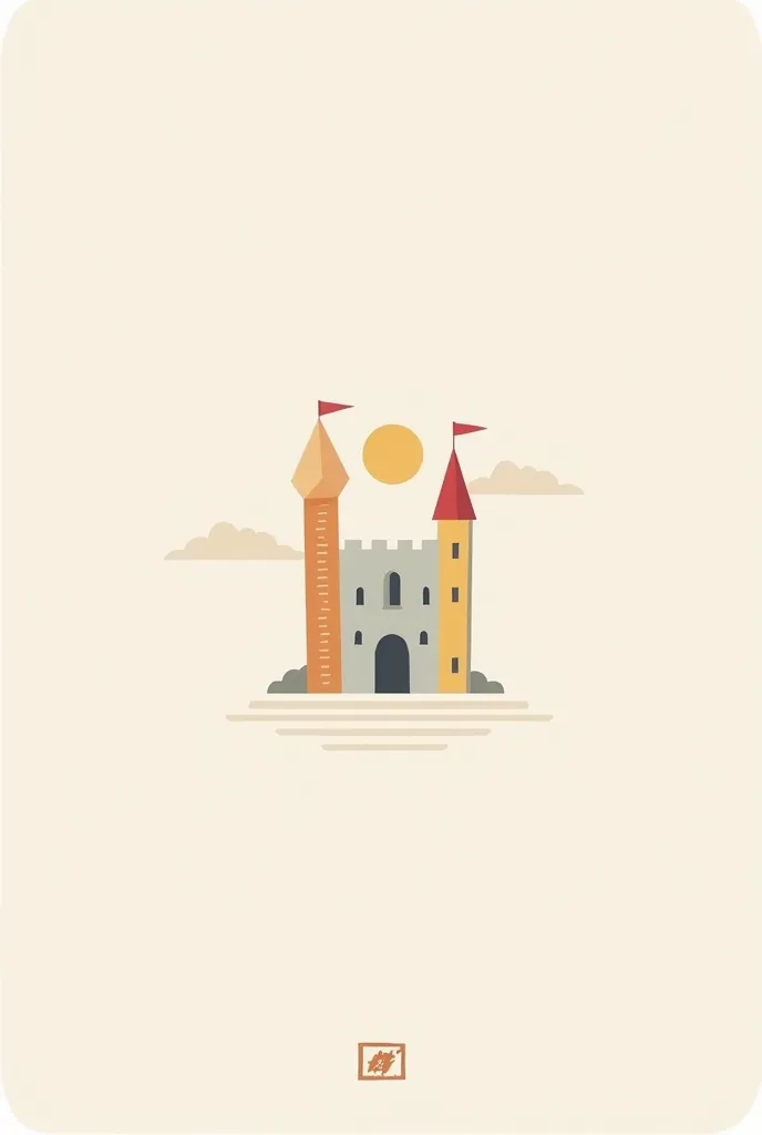 Generate a logo with a simple castle that has only two towers on the right a pencil-shaped tower and on the right a ruler-shaped tower